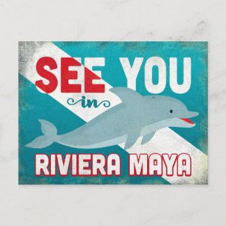 Riviera Maya Dolphin - Retro Vintage resor Vykort