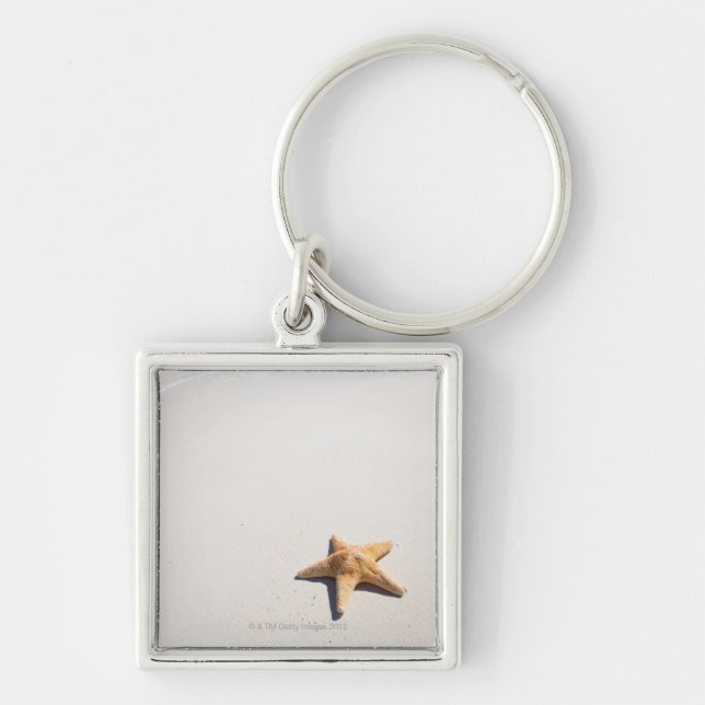 Riviera Maya Fyrkantig Silverfärgad Nyckelring (Framsidan)