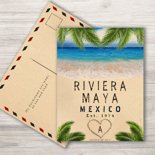 Riviera Maya Handflatan Lämnar Retro 80-talet Mexi Vykort