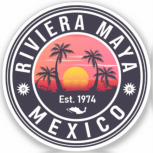 Riviera Maya Mexico Retro Sunset Handflatan Souven Klistermärken