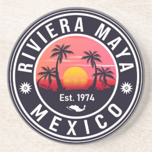 Riviera Maya Mexico Retro Sunset Handflatan Souven Underlägg