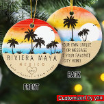 Riviera Maya Mexico Retro Sunset Handflatan träd 6 Julgransprydnad Keramik<br><div class="desc">Riviera Maya retro-stranddesign för semester. Riviera Maya Mexico Cities Vintage souvenir för resa till Mexiko Beach Städer. Riviera Maya-konstverk för Mexikos semesterfirare och ryggsäckar. Riviera Maya retro souvenir. Utformning för ryggsäckar och resor till Mexiko. Persika med Vintage souvenir för vakter i havet. - Du kan anpassa mallen genom att lägga...</div>