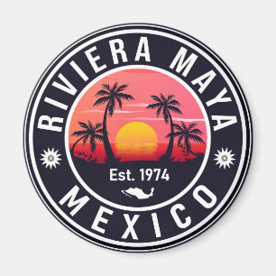 Riviera Maya Mexico Retro Sunset Souvenirs Handfla Magnet