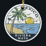 Riviera Maya Mexico Vintage Julgransprydnad Keramik<br><div class="desc">Riviera Maya vektorkonst design. Riviera Maya är en del av Karibiska kusten på Mexikos nordöstra Yucatán-Peninsula.</div>