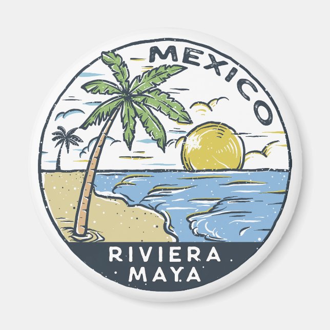 Riviera Maya Mexico Vintage Magnet (Framsidan)