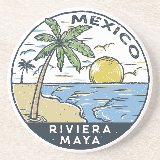 Riviera Maya Mexico Vintage Underlägg (Framsidan)
