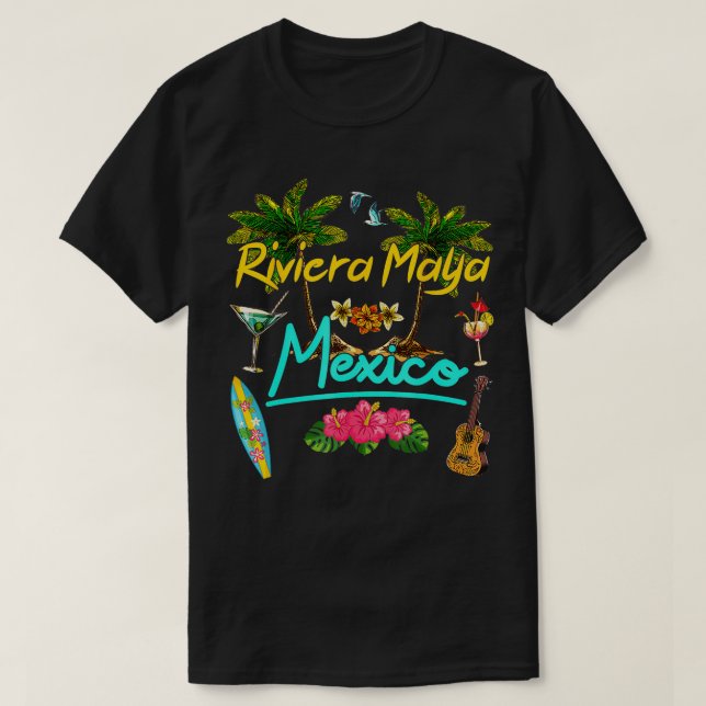 Riviera Maya Mexiko Beach Summer Handflatan Sol se T Shirt (Design framsida)