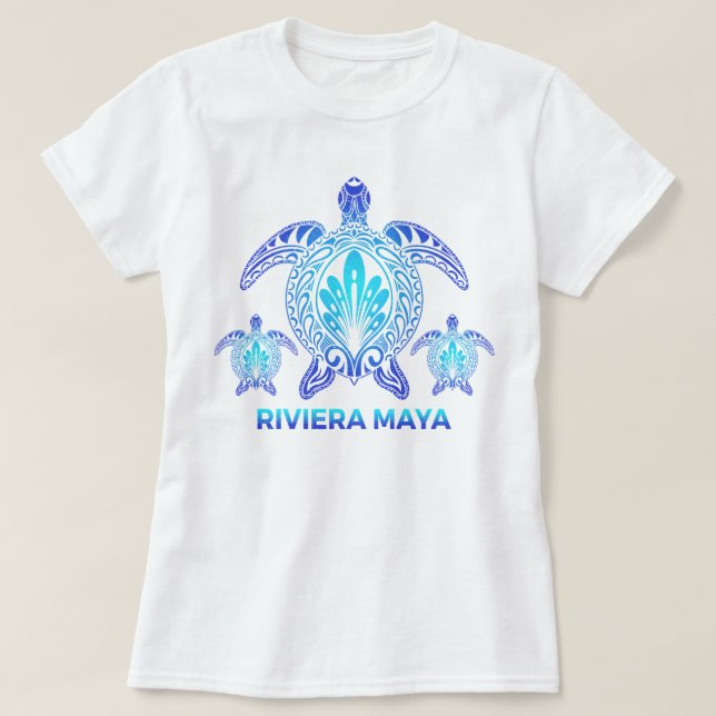 Riviera Maya Mexiko Ocean Blue Sea Turtle Souvenir T Shirt (Design framsida)