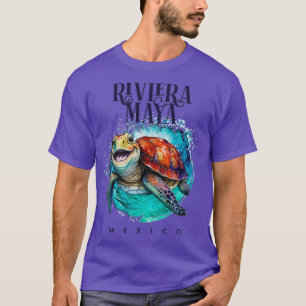Riviera Maya Mexiko Watercolor Lycklig Sea Turtle T Shirt