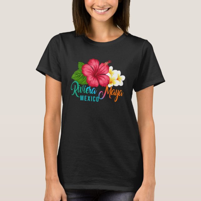 Riviera Maya Vacation Mexico Tropical Hibiscus Flo T Shirt (Framsida)