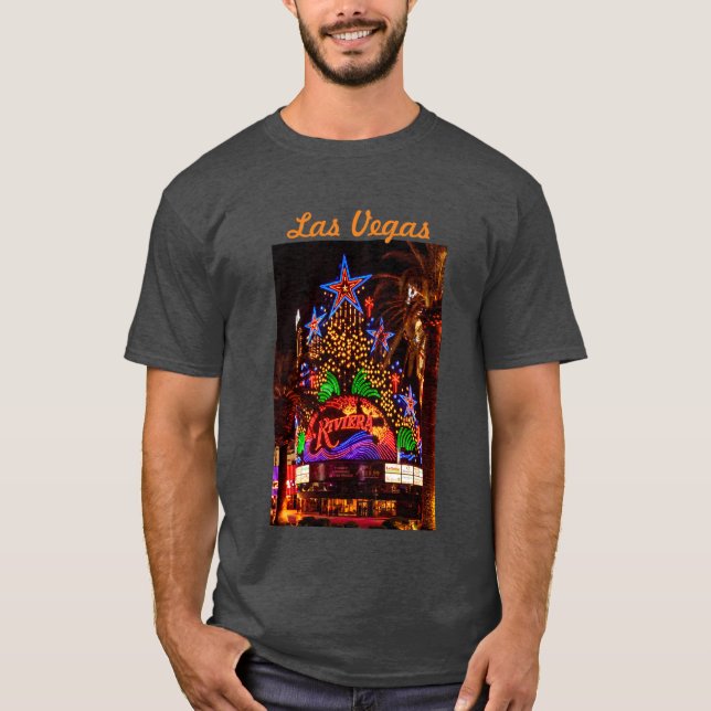 Riviera Neon Ljus Las Vegas T Shirt (Framsida)