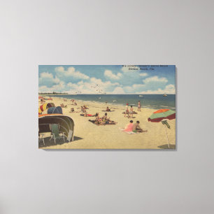 Riviera strand, Florida - Sunbathers på strand Canvastryck