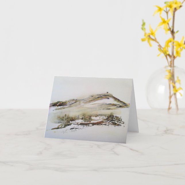 Rivington Pike Horwich Akvarell Julkort Kort (Gul blomma)