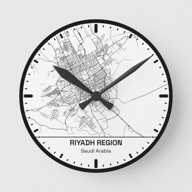 Riyadh Clock City Line Art Rund Klocka (Framsida)