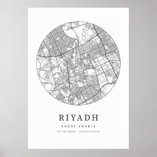 Riyadh Saudiarabien City Karta Poster