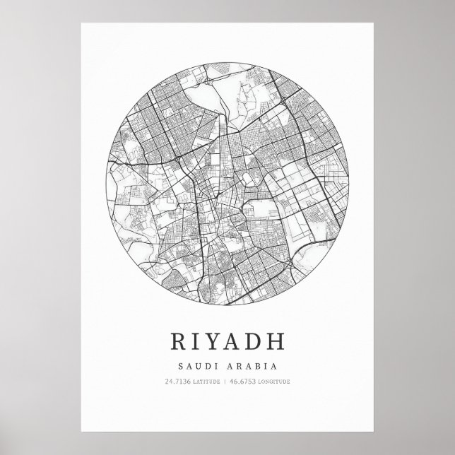 Riyadh Saudiarabien City Karta Poster (Framsidan)