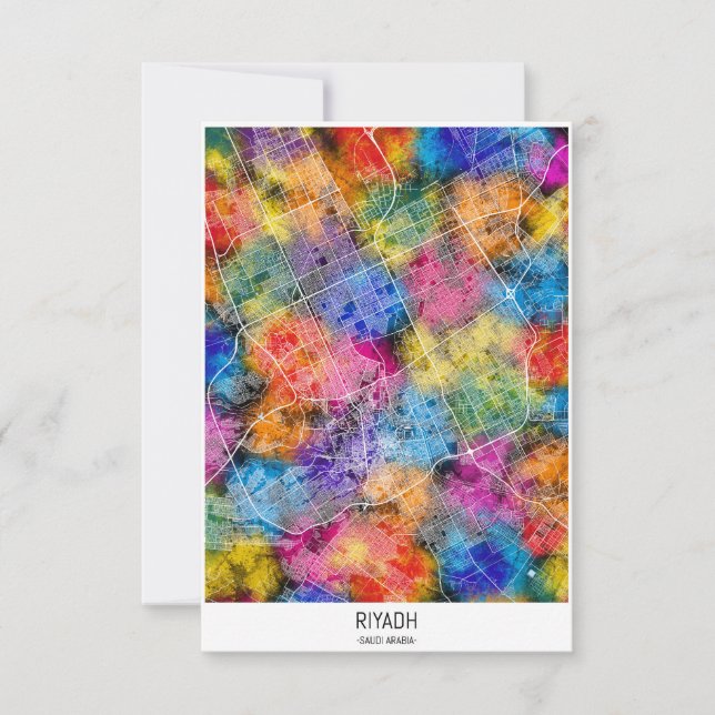 Riyadh Saudiarabien City Karta Tack Kort (Framsida)