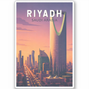 Riyadh Saudiarabien Illustration Resa Konst Retro Klistermärken