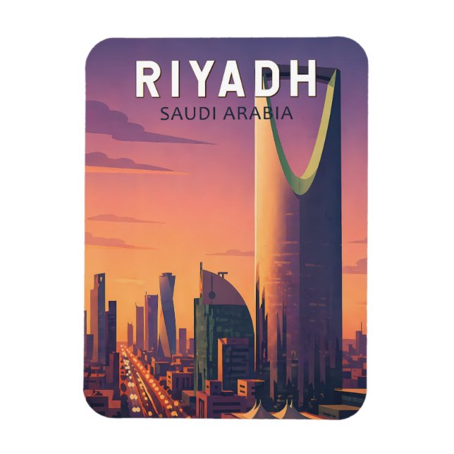 Riyadh Saudiarabien Illustration Resa Konst Retro Magnet (Vertikal)