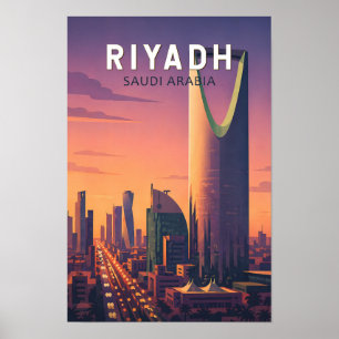Riyadh Saudiarabien Illustration Resa Konst Retro Poster