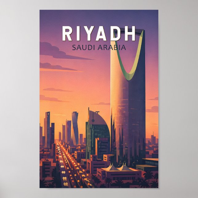 Riyadh Saudiarabien Illustration Resa Konst Retro Poster (Framsidan)