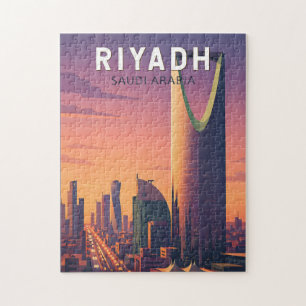 Riyadh Saudiarabien Illustration Resa Konst Retro Pussel
