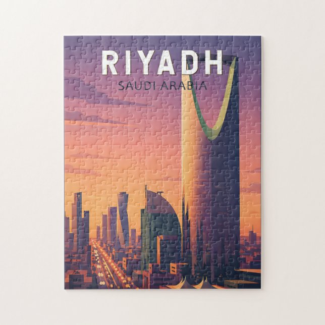 Riyadh Saudiarabien Illustration Resa Konst Retro Pussel (Vertikal)