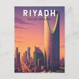 Riyadh Saudiarabien Illustration Resa Konst Retro Vykort