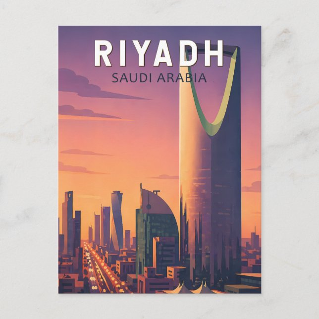 Riyadh Saudiarabien Illustration Resa Konst Retro Vykort (Framsida)