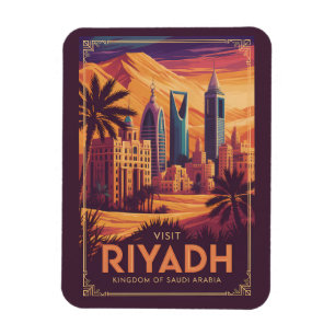 Riyadh Saudiarabien Öken Illustration Resa Konst Magnet