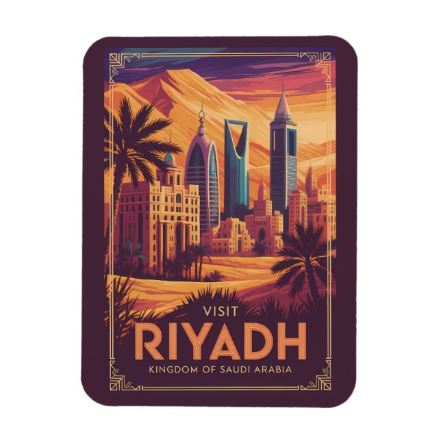 Riyadh Saudiarabien Öken Illustration Resa Konst Magnet (Vertikal)