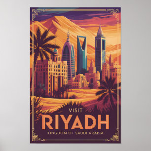 Riyadh Saudiarabien Öken Illustration Resa Konst Poster