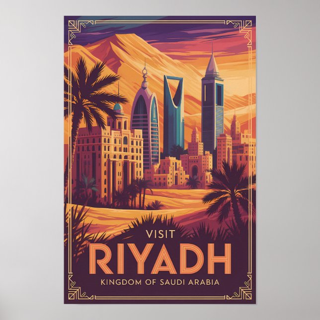 Riyadh Saudiarabien Öken Illustration Resa Konst Poster (Framsidan)