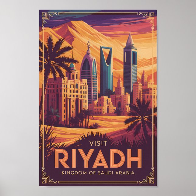 Riyadh Saudiarabien Öken Illustration Resa Konst Poster (Framsidan)