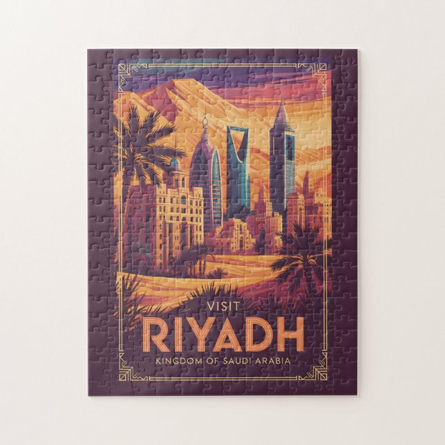 Riyadh Saudiarabien Öken Illustration Resa Konst Pussel (Vertikal)