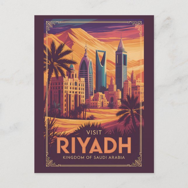Riyadh Saudiarabien Öken Illustration Resa Konst Vykort (Framsida)