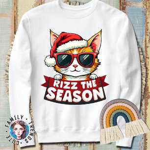 Rizz, årstidens nyaste jul Rizzmas Cat Santa Lång Ärmad Tröja