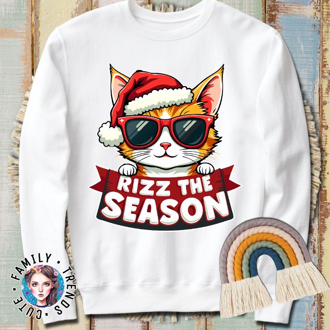Rizz, årstidens nyaste jul Rizzmas Cat Santa Lång Ärmad Tröja (Skapare uppladdad)