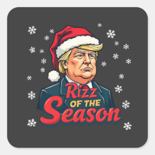 Rizz av säsongen rolig Trump jul Santa  Fyrkantigt Klistermärke