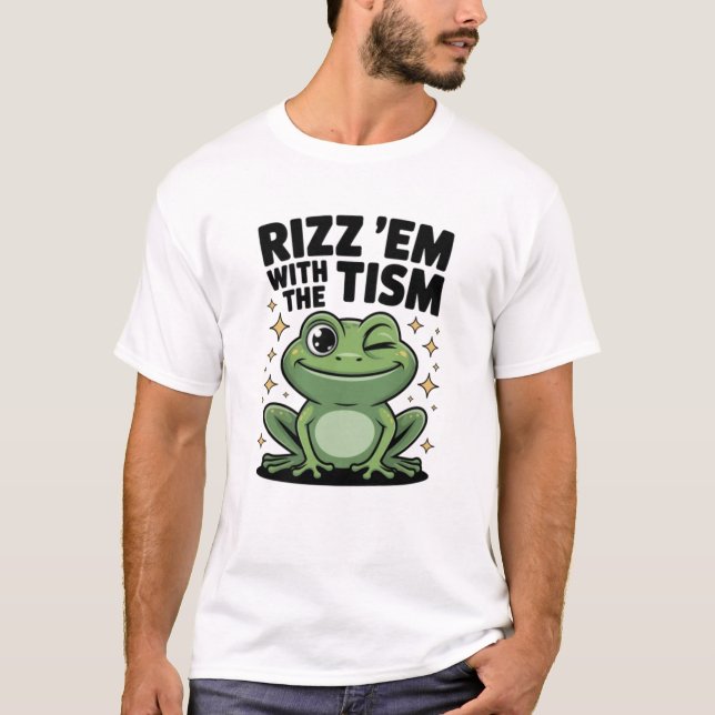Rizz Dem Med Tism Cool Frog T Shirt (Framsida)