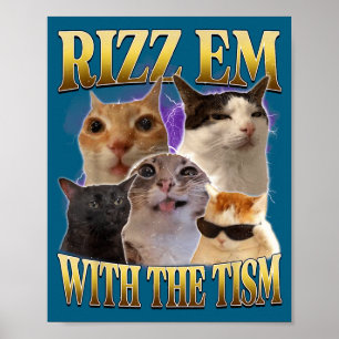 Rizz Dom Med Tism Vintage Retro 90-Tal Rolig Katt Poster