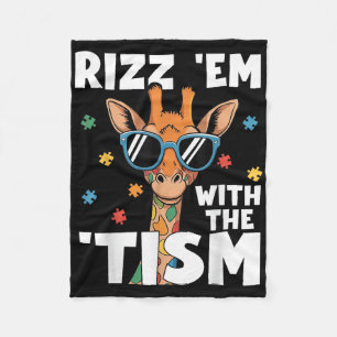 Rizz Em med tiismen Giraffe Funny Autism Fleecefilt
