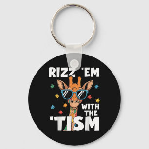Rizz Em med tiismen Giraffe Funny Autism Nyckelring