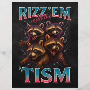 Rizz Em med Tism Meme Autism-ljudet Racoon Reklamblad