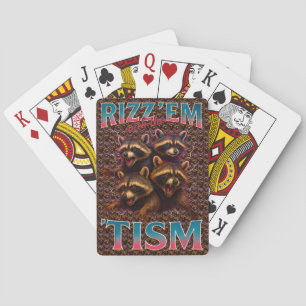 Rizz Em With The Tism Meme Autism Rolig Tvättbjörn Casinokort