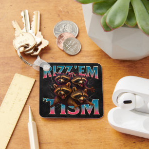 Rizz Em With The Tism Meme Autism Rolig Tvättbjörn Nyckelring