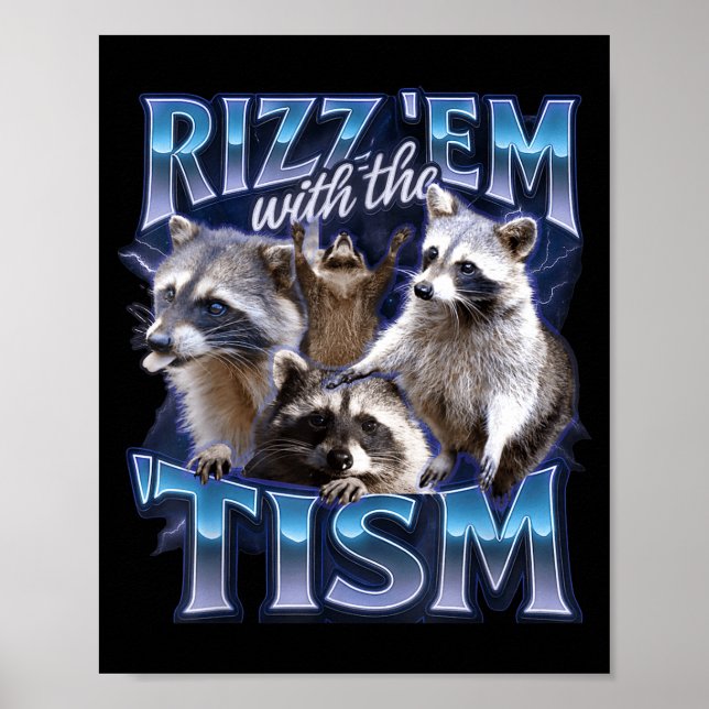 Rizz Em With The Tism Racoon For Men, Women, And K Poster (Framsidan)