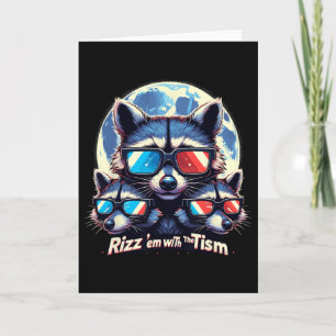 Rizz Em With The Tism Retro Vintage Tvättbjörn Mem Kort