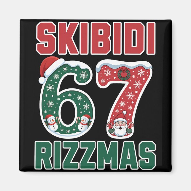 Rizz jul 67 Rolig Xmas Gen Alpha Skibidi Riz Magnet (Framsidan)
