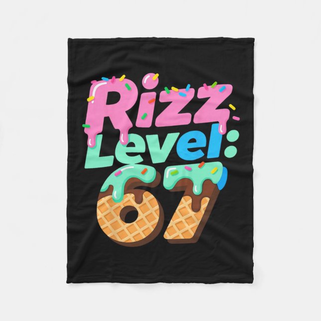 Rizz Level 67 Meme Shirt Ice Cream Drip Meme Six S Fleecefilt (Framsidan)